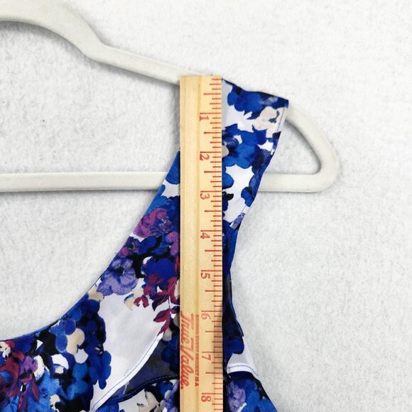 WHBM Shirt Womens Medium Blue Purple Tiered Ruffle Sleeveless Casual Top - Picture 4 of 10